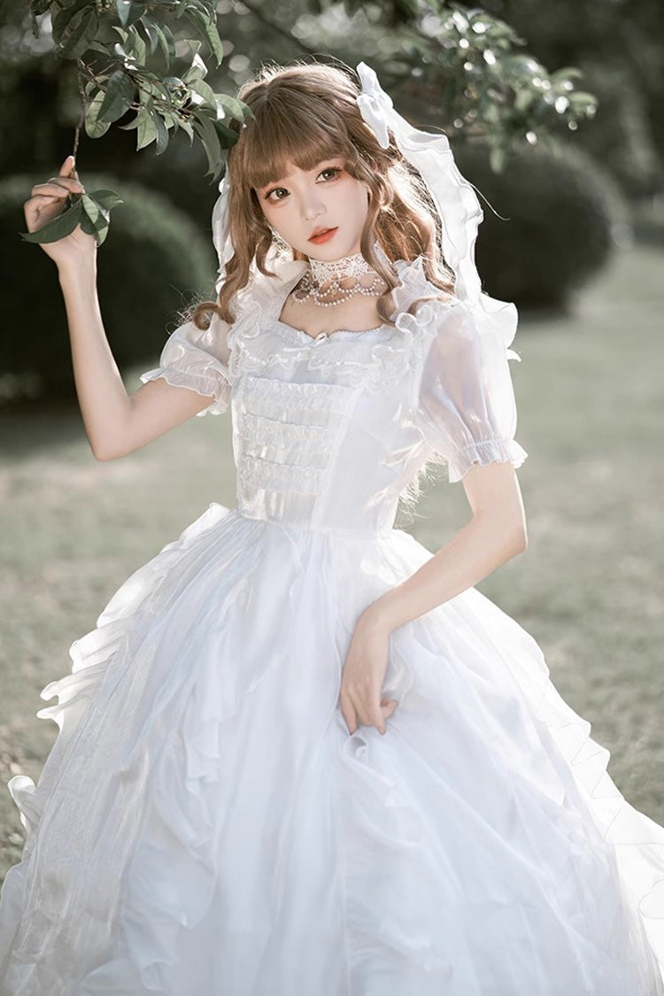 Lolita Dress - Ode To Floating Lights Fantasy, White, Ruffled, Sweet Style, Bow Detail - additional product view 6