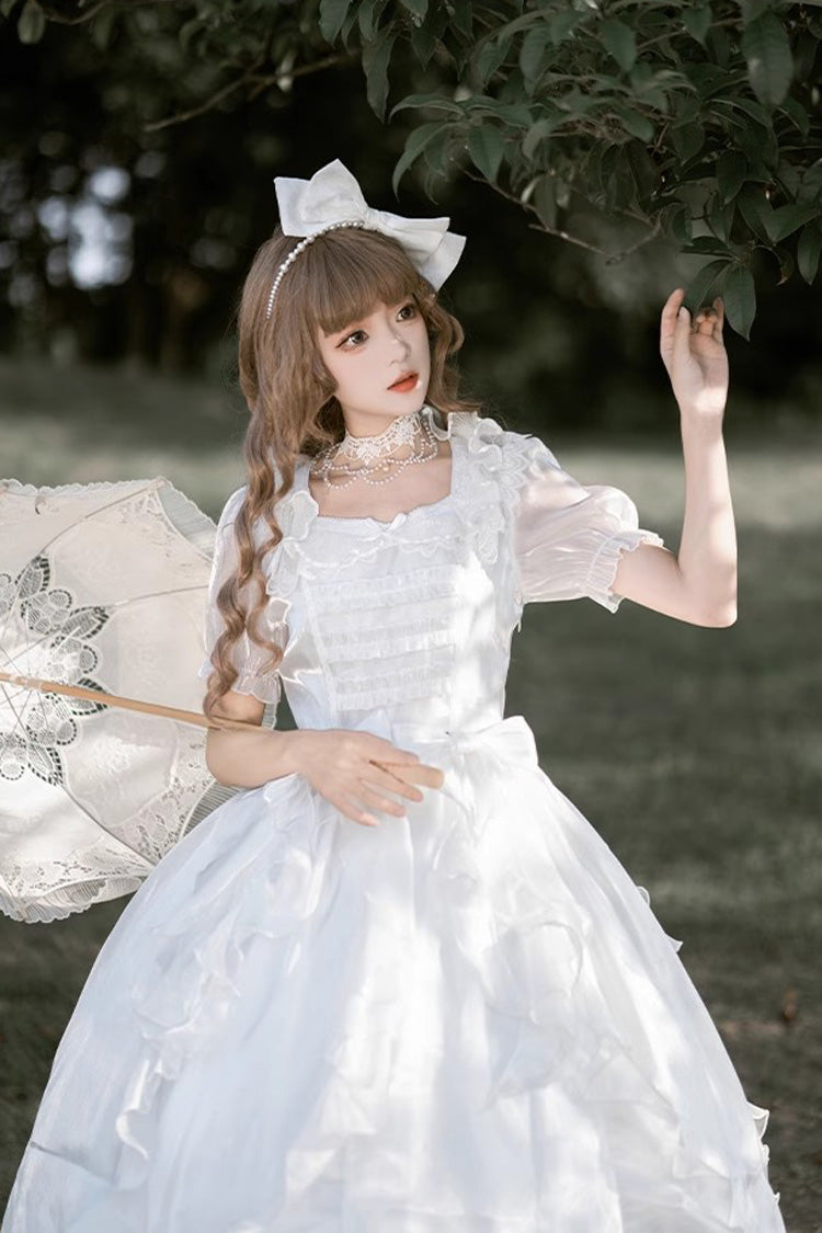 Lolita Dress - Ode To Floating Lights Fantasy, White, Ruffled, Sweet Style, Bow Detail - additional product view 7