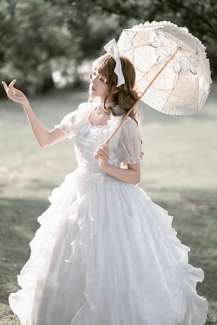 Lolita Dress - Ode To Floating Lights Fantasy, White, Ruffled, Sweet Style, Bow Detail - additional product view 8