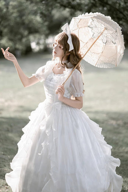 Lolita Dress - Ode To Floating Lights Fantasy, White, Ruffled, Sweet Style, Bow Detail - additional product view 8