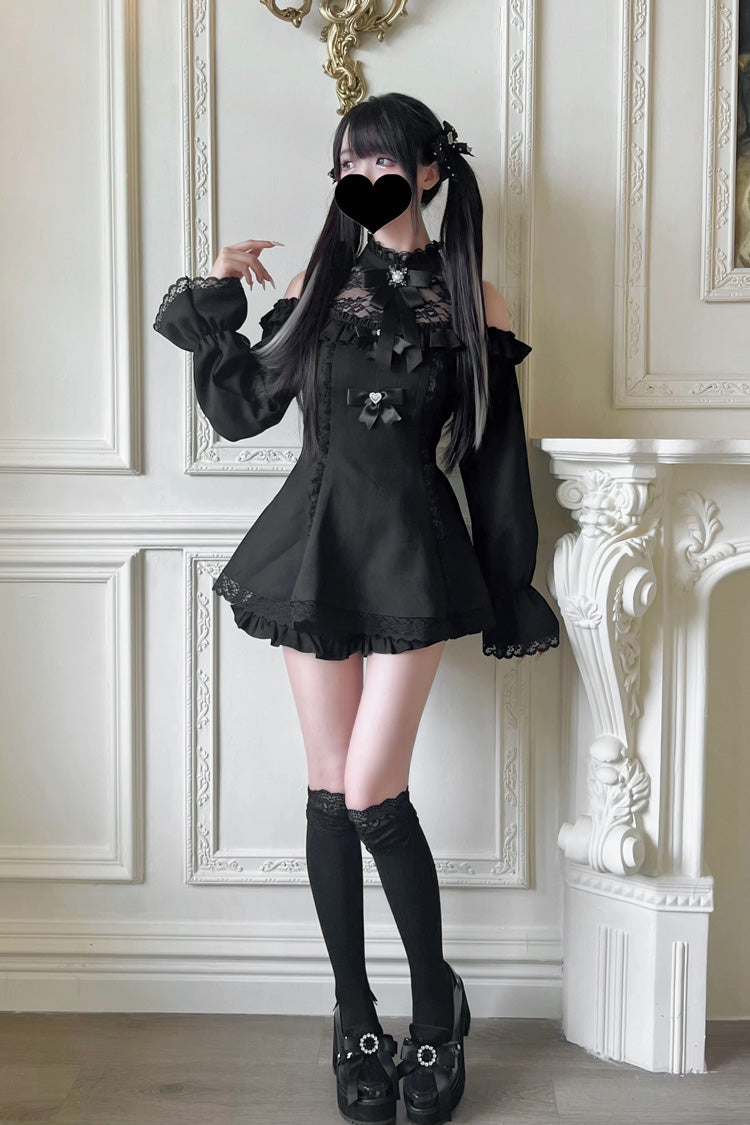 Lolita Dress - Off Shoulder Halterneck Ruffle, 4 Colors, Plaid, Long Sleeves, Sweet Style - additional product view 5