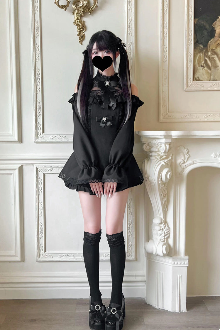 Lolita Dress - Off Shoulder Halterneck Ruffle, 4 Colors, Plaid, Long Sleeves, Sweet Style - additional product view 8