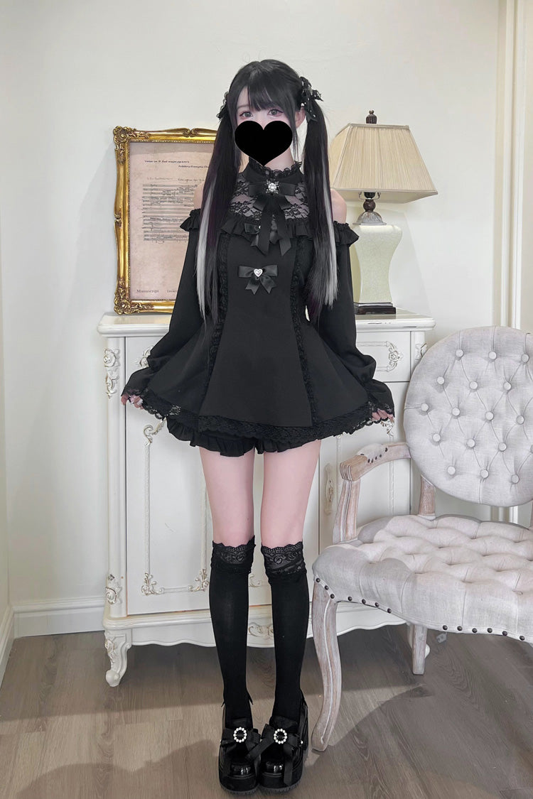 Lolita Dress - Off Shoulder Halterneck Ruffle, 4 Colors, Plaid, Long Sleeves, Sweet Style - additional product view 10