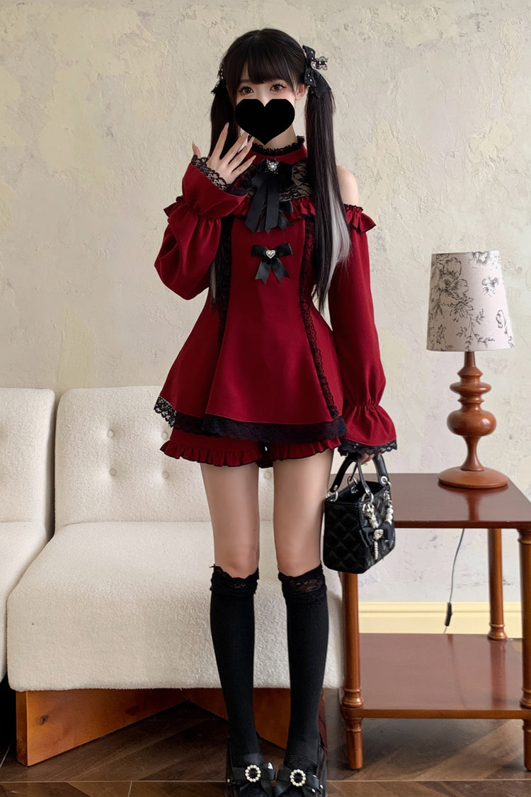 Lolita Dress - Off Shoulder Halterneck Ruffle, 4 Colors, Plaid, Long Sleeves, Sweet Style - additional product view 18