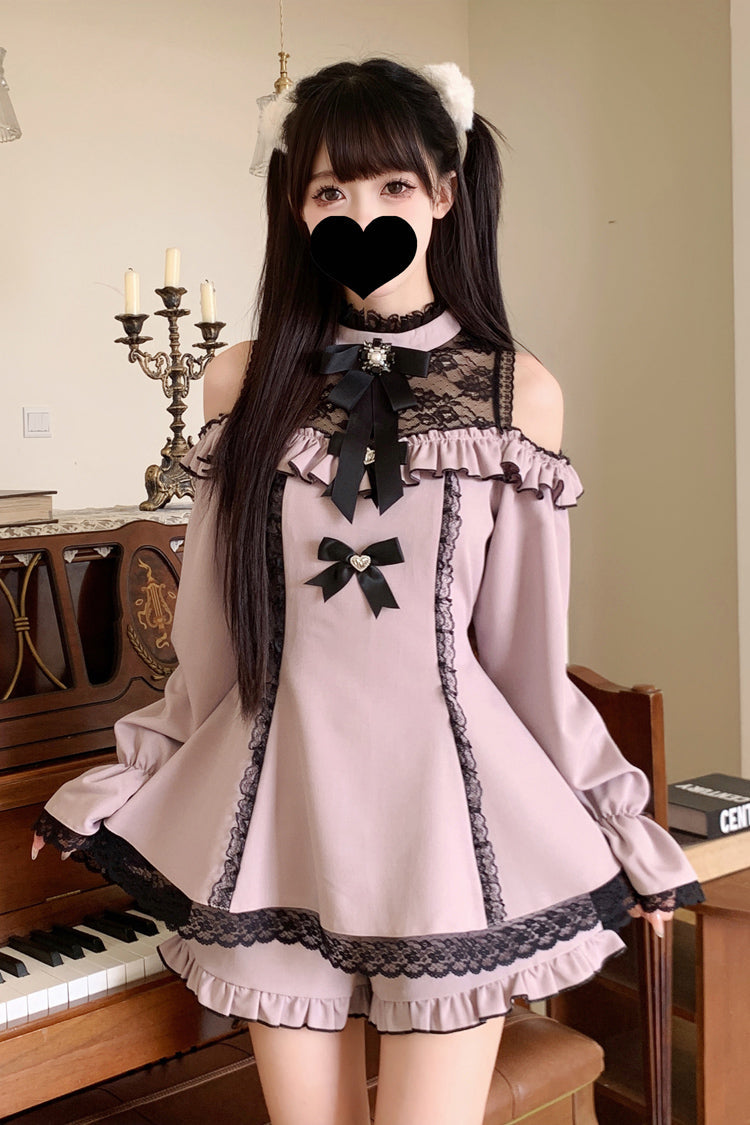 Lolita Dress - Off Shoulder Halterneck Ruffle, 4 Colors, Plaid, Long Sleeves, Sweet Style - additional product view 23