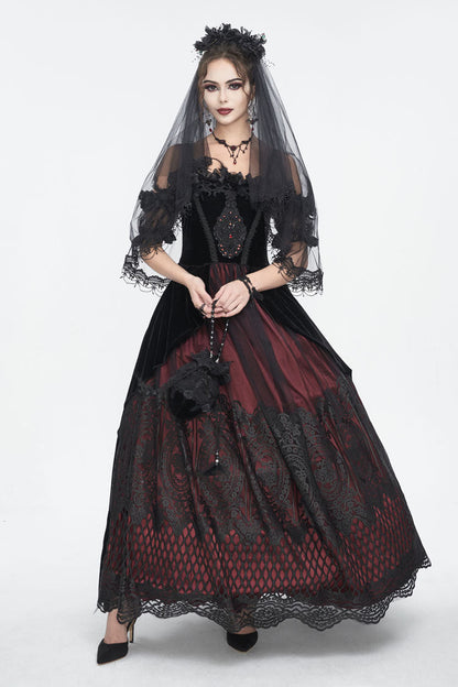 Lolita Dress - Off Shoulder High Waisted Print, Red, High Waist, Women's Style - additional product view 2