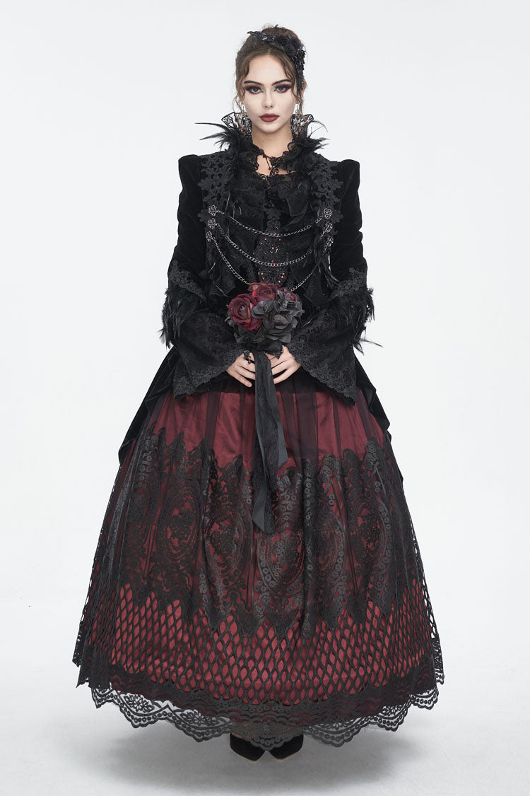 Lolita Dress - Off Shoulder High Waisted Print, Red, High Waist, Women's Style - additional product view 3
