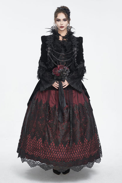 Lolita Dress - Off Shoulder High Waisted Print, Red, High Waist, Women's Style - additional product view 3