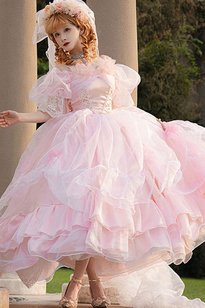 Lolita Dress - Off Shoulder, Pink, Plus Size, Layered, Sweet Style - additional product view 2