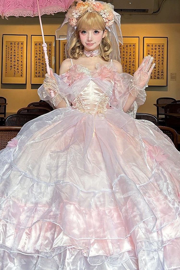 Lolita Dress - Off Shoulder, Pink, Plus Size, Layered, Sweet Style - additional product view 4