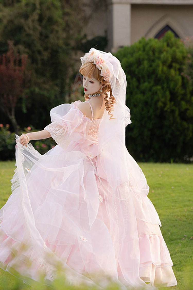 Lolita Dress - Off Shoulder, Pink, Plus Size, Layered, Sweet Style - additional product view 6