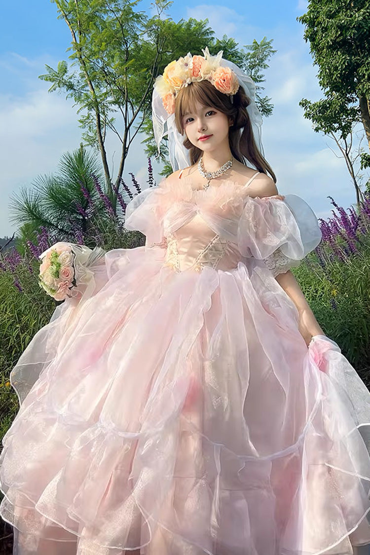 Lolita Dress - Off Shoulder, Pink, Plus Size, Layered, Sweet Style - main product image