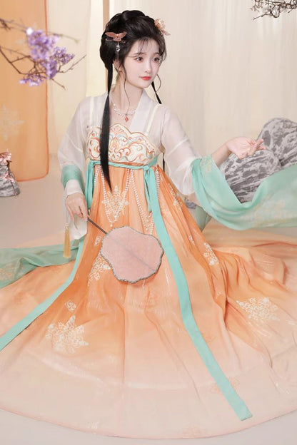 Lolita Dress - Orange Chinese Style <springtime, Orange, High Waist, Long Sleeves - additional product view 2