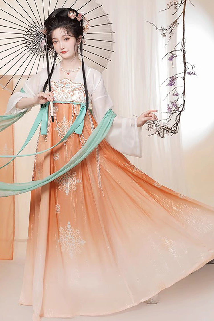 Lolita Dress - Orange Chinese Style <springtime, Orange, High Waist, Long Sleeves - additional product view 3
