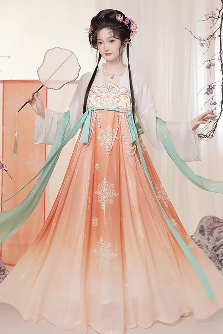 Lolita Dress - Orange Chinese Style <springtime, Orange, High Waist, Long Sleeves - main product image
