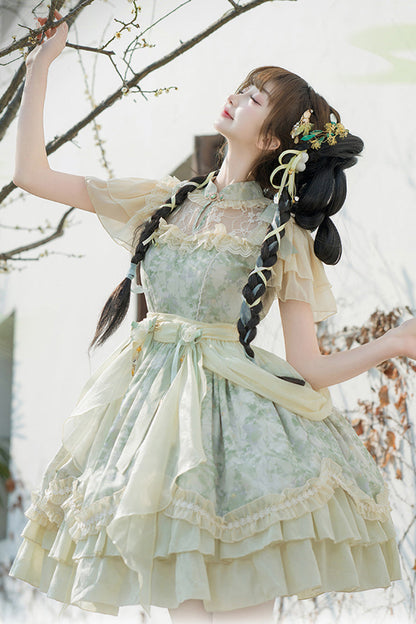 Lolita Dress - Pepper Chiffon Double-layered, Green, Ruffled, Sweet Style - additional product view 5