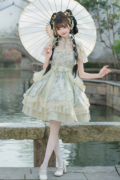 Lolita Dress - Pepper Chiffon Double-layered, Green, Ruffled, Sweet Style - main product image