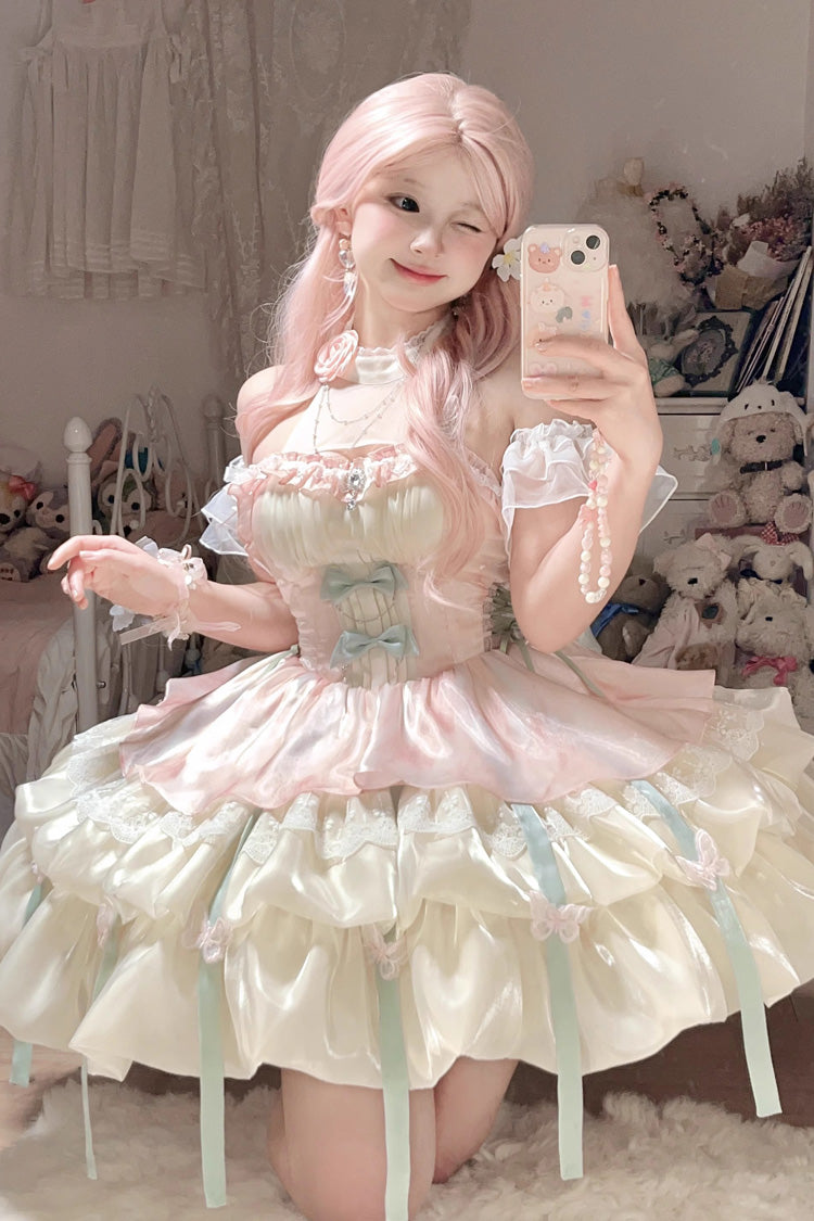 Lolita Dress - Pink/green Love God's Promise, 2 Colors, Sweet Style, Ruffled - additional product view 2