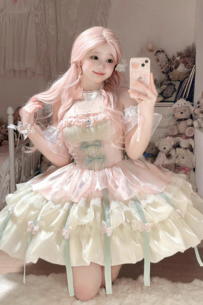 Lolita Dress - Pink/green Love God's Promise, 2 Colors, Sweet Style, Ruffled - additional product view 3