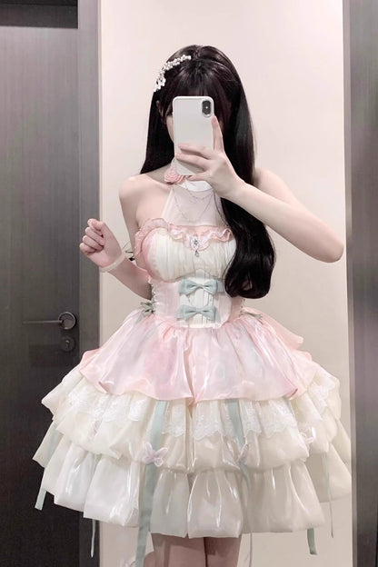 Lolita Dress - Pink/green Love God's Promise, 2 Colors, Sweet Style, Ruffled - additional product view 5