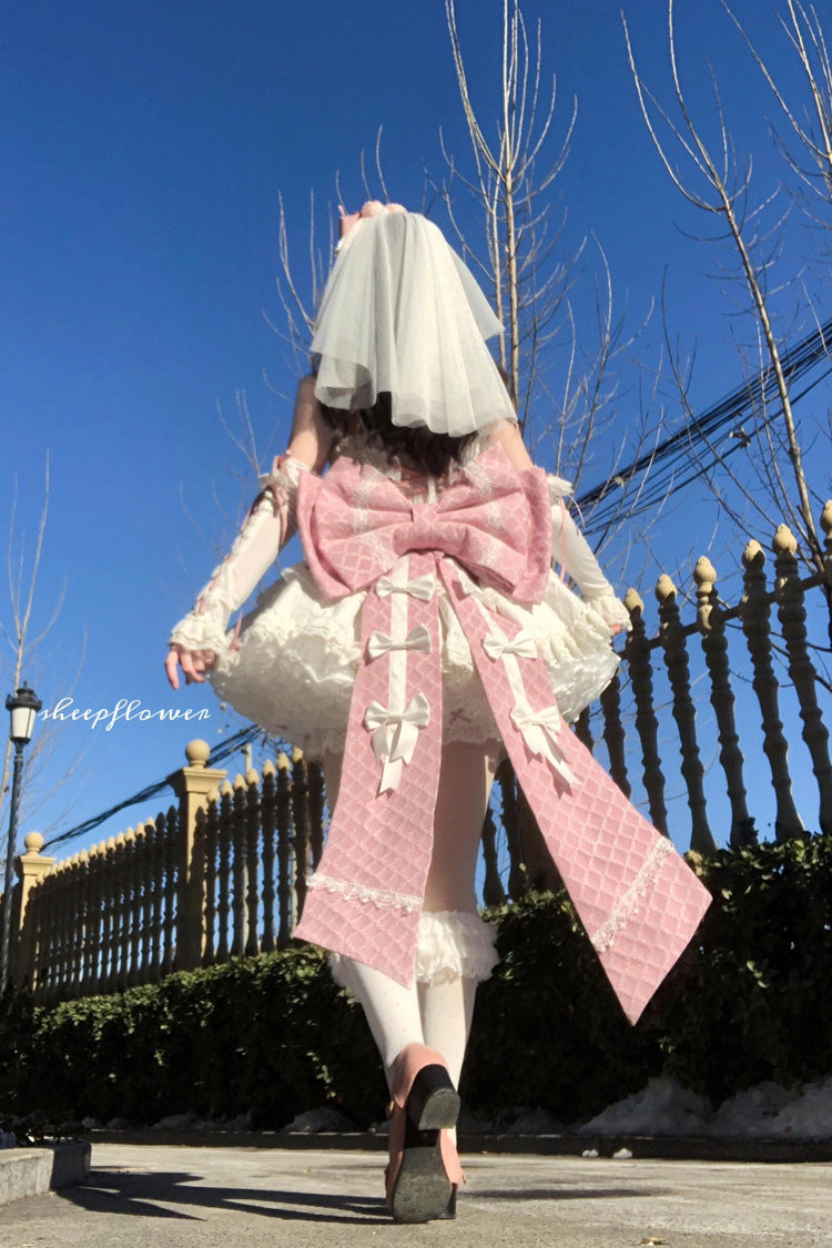 Lolita Dress - Pink/white Ribbon, 2 Colors, Embroidered, Lace-Up, Sweet Style - additional product view 6