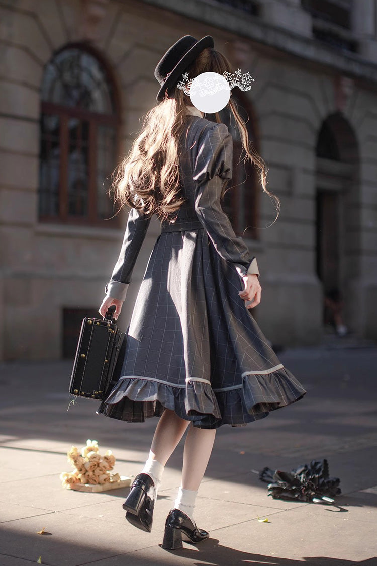 Lolita Dress - Plaid Print, Gray, Plaid, Ruffled, Printed - Kawaii Statement Dress - additional product view 6