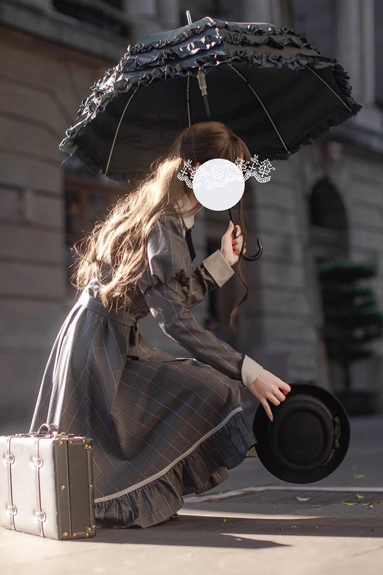 Lolita Dress - Plaid Print, Gray, Plaid, Ruffled, Printed - Kawaii Statement Dress - additional product view 7