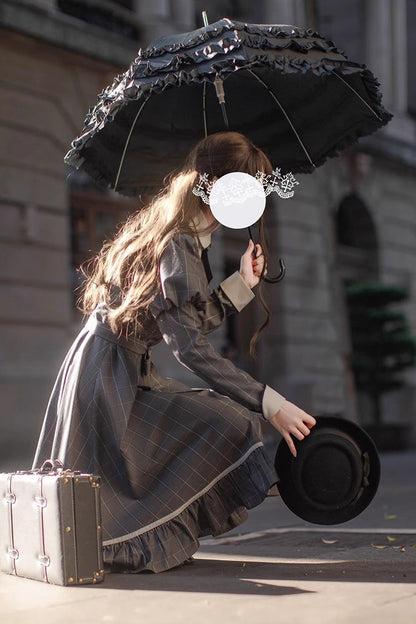 Lolita Dress - Plaid Print, Gray, Plaid, Ruffled, Printed - Kawaii Statement Dress - additional product view 7