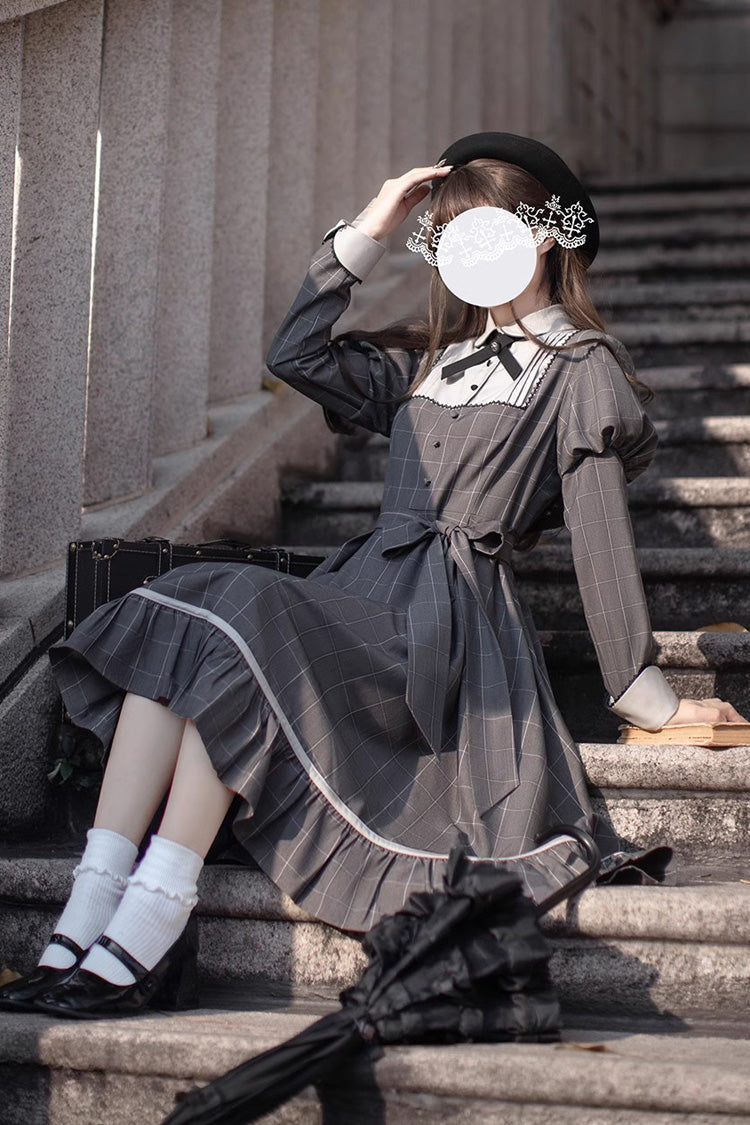 Lolita Dress - Plaid Print, Gray, Plaid, Ruffled, Printed - Kawaii Statement Dress - additional product view 8