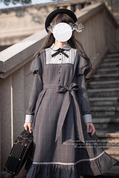 Lolita Dress - Plaid Print, Gray, Plaid, Ruffled, Printed - Kawaii Statement Dress - additional product view 10