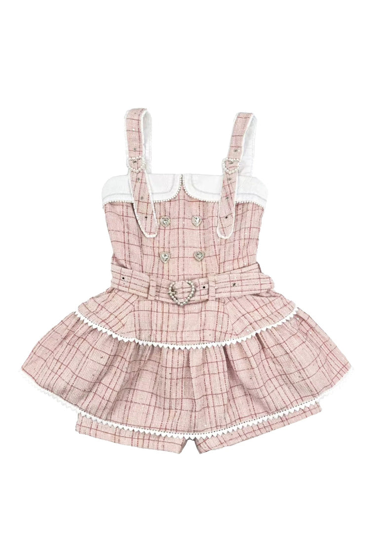 Lolita Dress - Plaid Printed Pearl-decorated, Pink, Plaid, Sweet Style - additional product view 4
