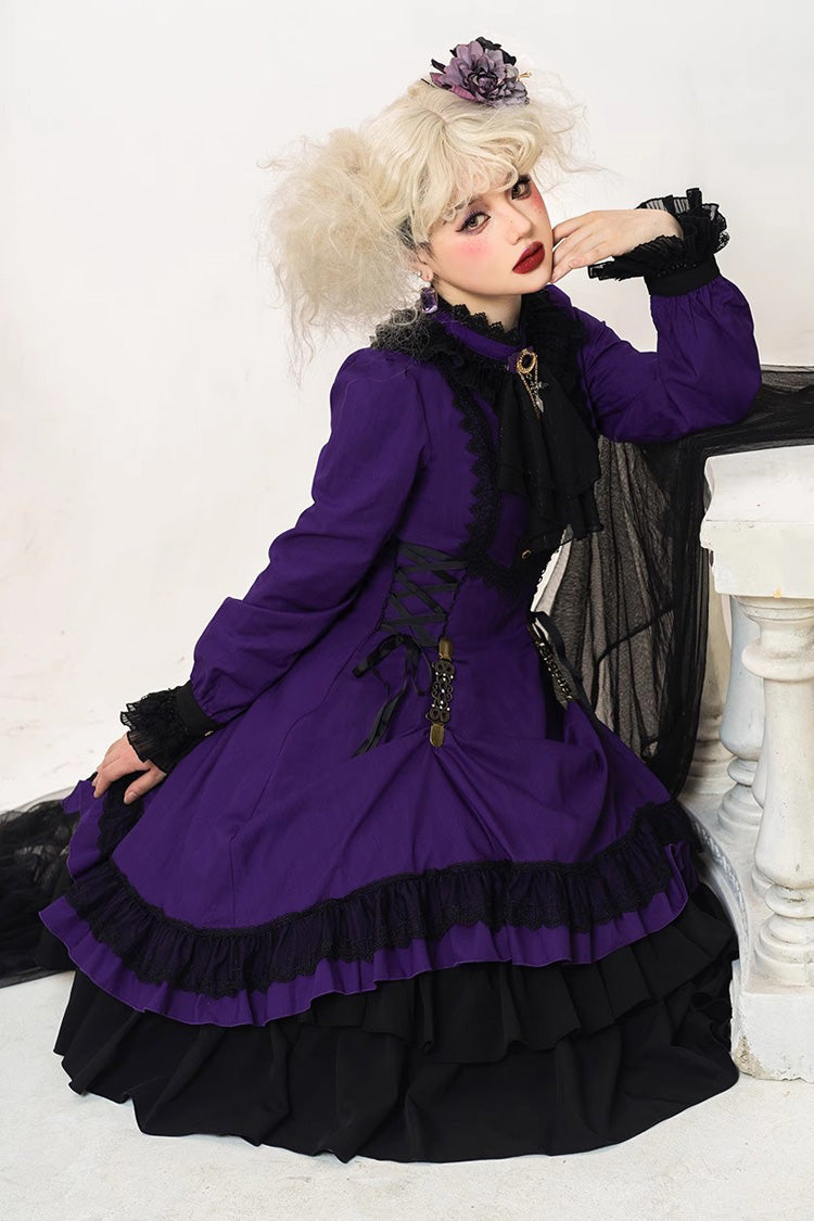 Lolita Dress - Point Manor, 5 Colors, Stand Collar, Ruffled, Long Sleeves - additional product view 8