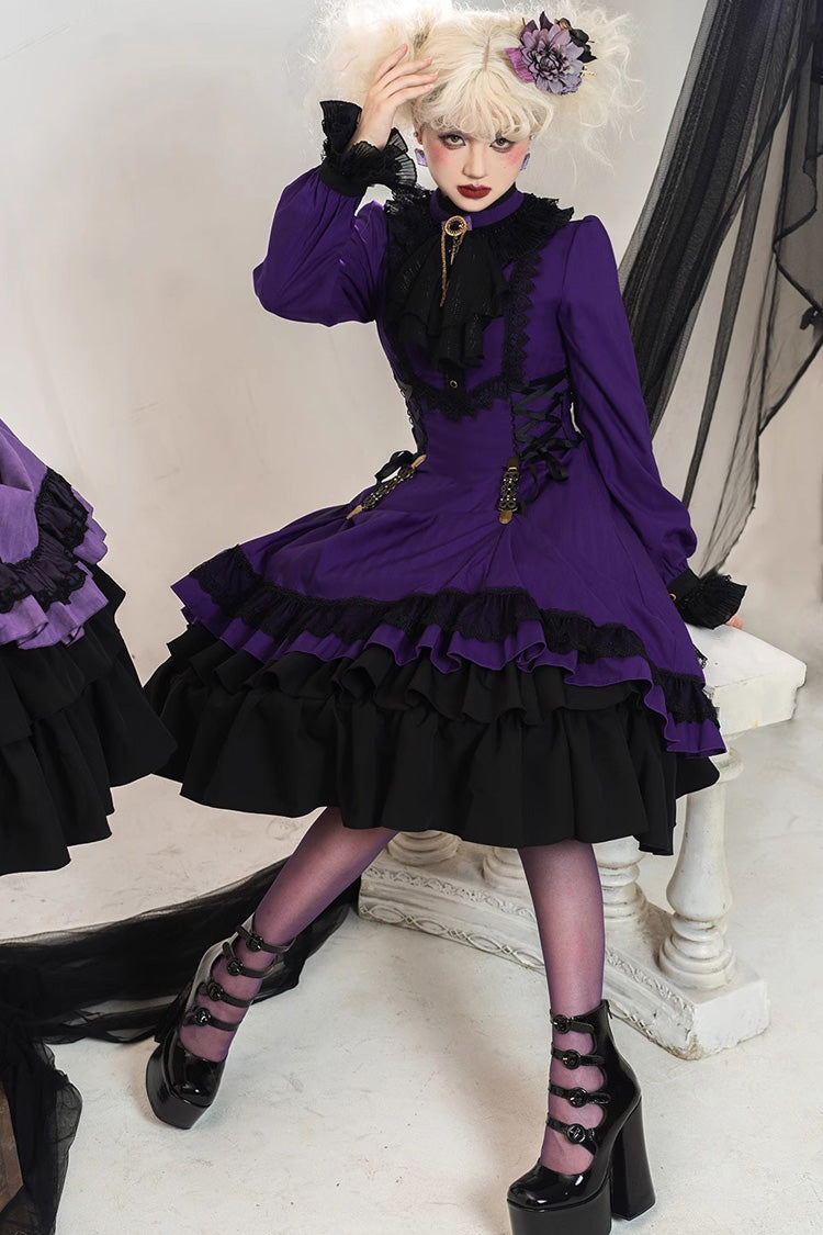 Lolita Dress - Point Manor, 5 Colors, Stand Collar, Ruffled, Long Sleeves - additional product view 9