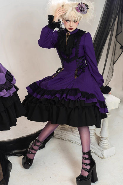 Lolita Dress - Point Manor, 5 Colors, Stand Collar, Ruffled, Long Sleeves - additional product view 9