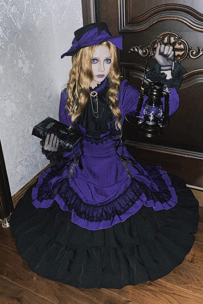 Lolita Dress - Point Manor, 5 Colors, Stand Collar, Ruffled, Long Sleeves - additional product view 10