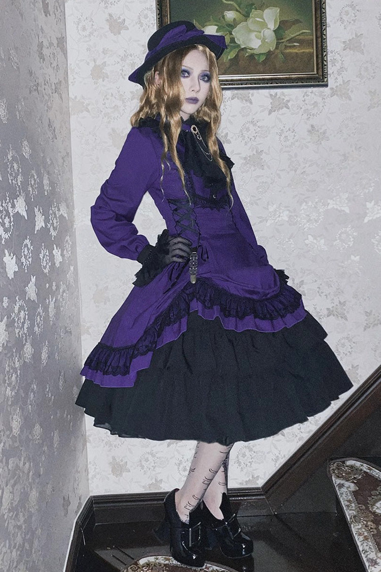 Lolita Dress - Point Manor, 5 Colors, Stand Collar, Ruffled, Long Sleeves - additional product view 11