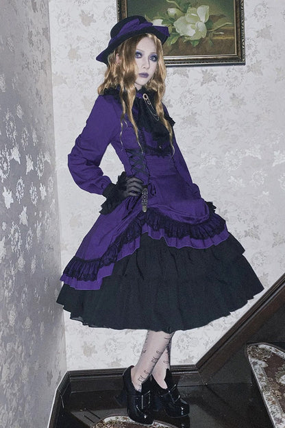 Lolita Dress - Point Manor, 5 Colors, Stand Collar, Ruffled, Long Sleeves - additional product view 11