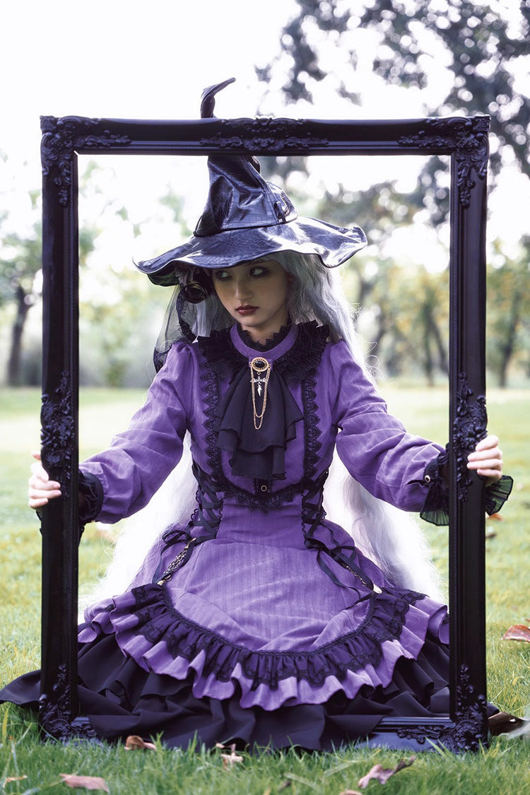 Lolita Dress - Point Manor, 5 Colors, Stand Collar, Ruffled, Long Sleeves - additional product view 13