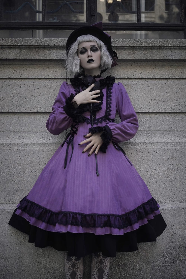 Lolita Dress - Point Manor, 5 Colors, Stand Collar, Ruffled, Long Sleeves - additional product view 14