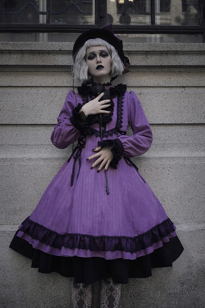 Lolita Dress - Point Manor, 5 Colors, Stand Collar, Ruffled, Long Sleeves - additional product view 14