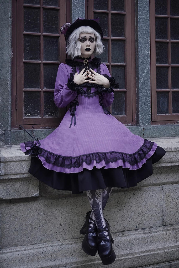 Lolita Dress - Point Manor, 5 Colors, Stand Collar, Ruffled, Long Sleeves - additional product view 15