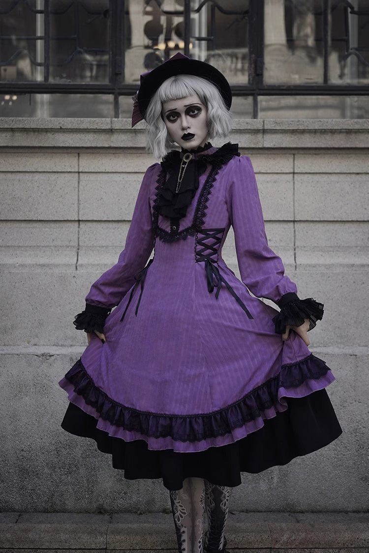 Lolita Dress - Point Manor, 5 Colors, Stand Collar, Ruffled, Long Sleeves - additional product view 16