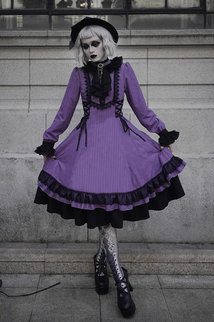 Lolita Dress - Point Manor, 5 Colors, Stand Collar, Ruffled, Long Sleeves - additional product view 17