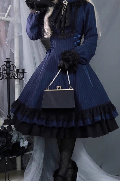Lolita Dress - Point Manor, 5 Colors, Stand Collar, Ruffled, Long Sleeves - additional product view 21