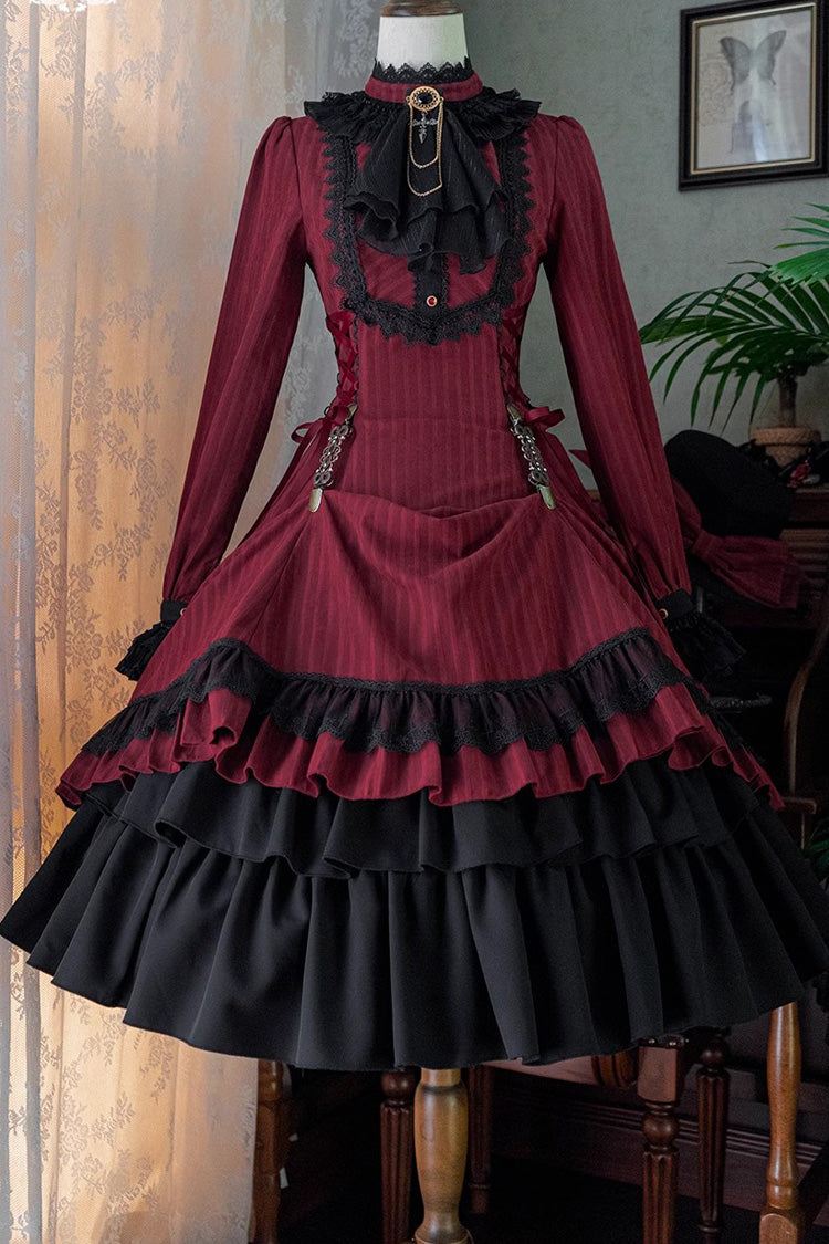 Lolita Dress - Point Manor, 5 Colors, Stand Collar, Ruffled, Long Sleeves - additional product view 25
