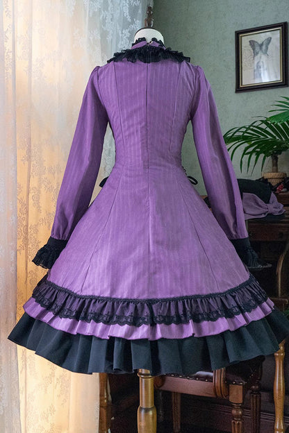 Lolita Dress - Point Manor, 5 Colors, Stand Collar, Ruffled, Long Sleeves - additional product view 30