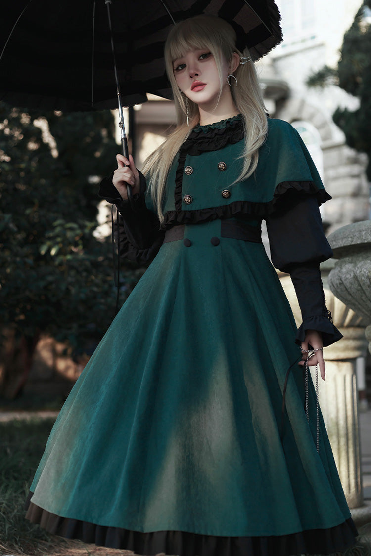 Lolita Dress - Potions School, Green, Ruffled, Long Sleeves, Sweet Style - additional product view 4