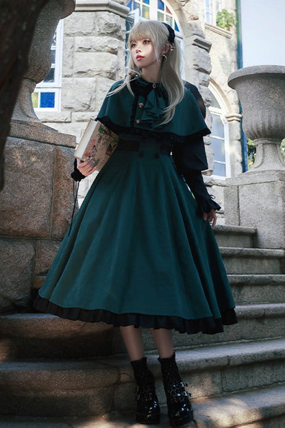 Lolita Dress - Potions School, Green, Ruffled, Long Sleeves, Sweet Style - additional product view 5