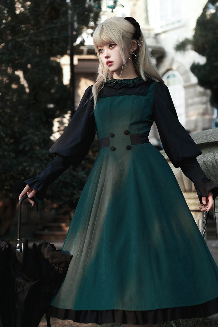 Lolita Dress - Potions School, Green, Ruffled, Long Sleeves, Sweet Style - additional product view 8