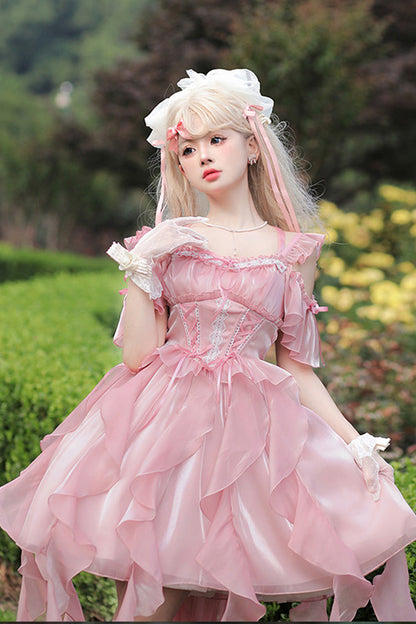 Lolita Dress - Princess Wedding High Waisted, 2 Colors, High Waist, Sweet Style, Lace Trim - additional product view 2